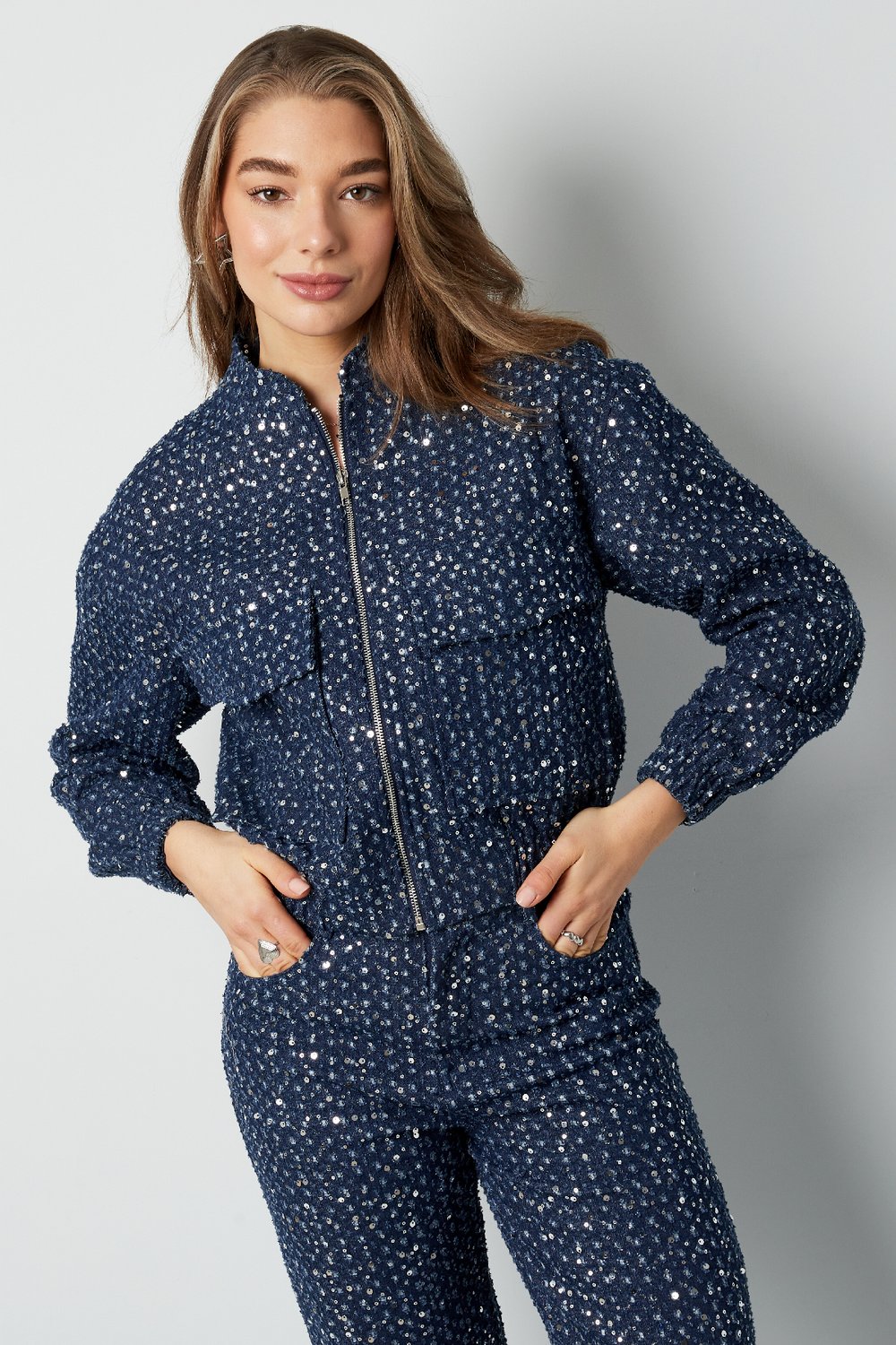 Denim jacket with sequins h5Picture5